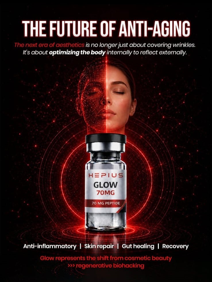 Hepius Glow future of anti-aging product visual