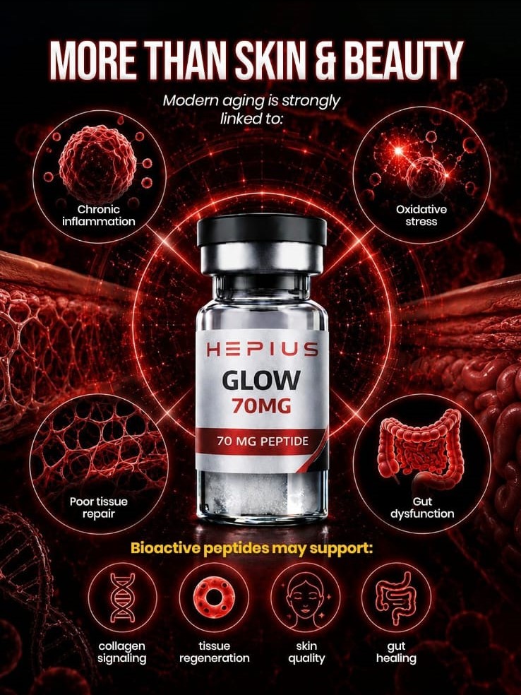 Hepius Glow peptide support for skin quality and recovery